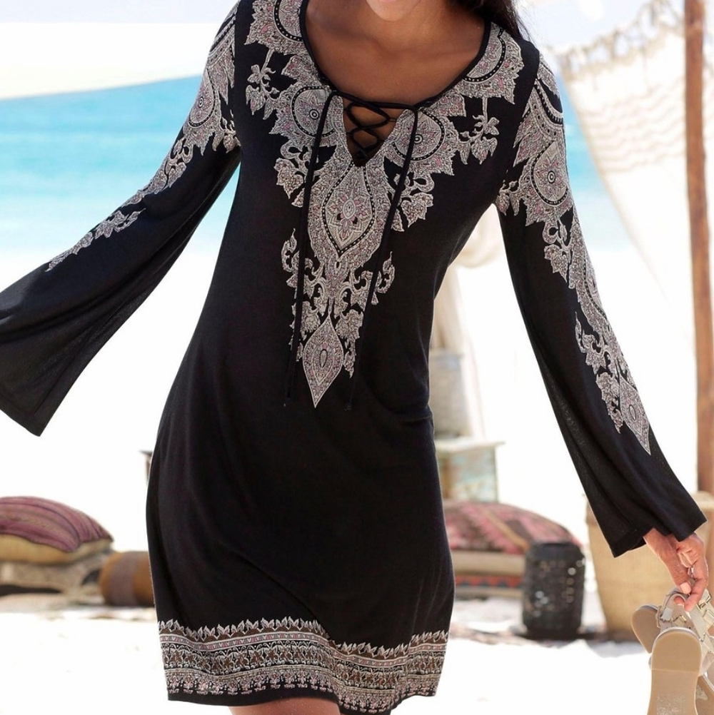 Lascana NWT Lace Up Dress Swim Coverup Size 6 - Picture 2 of 11